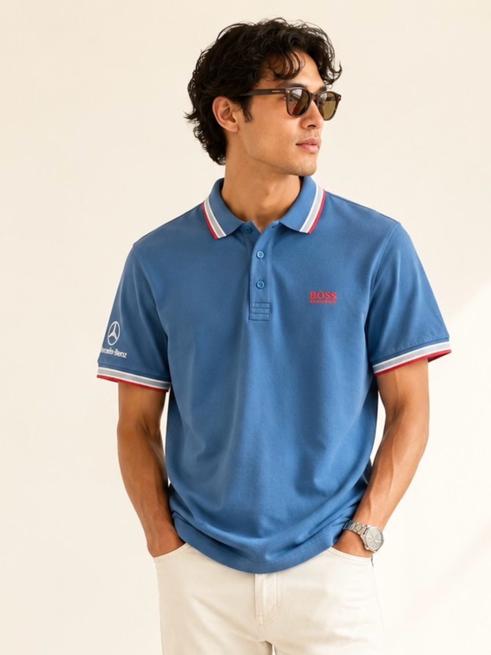 Hugo Boss x Mercedes-Benz Paddy Cotton Polo Motorsport Modern Fit Sz M